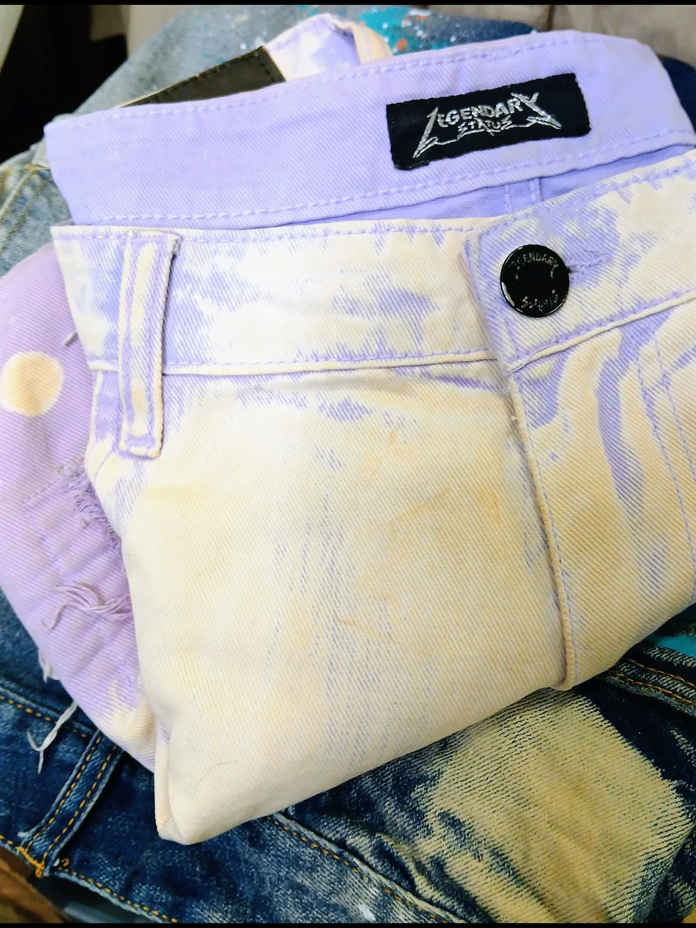 Legendary Whitetails Purple and White Dip-Dye Distressed Jean Shorts